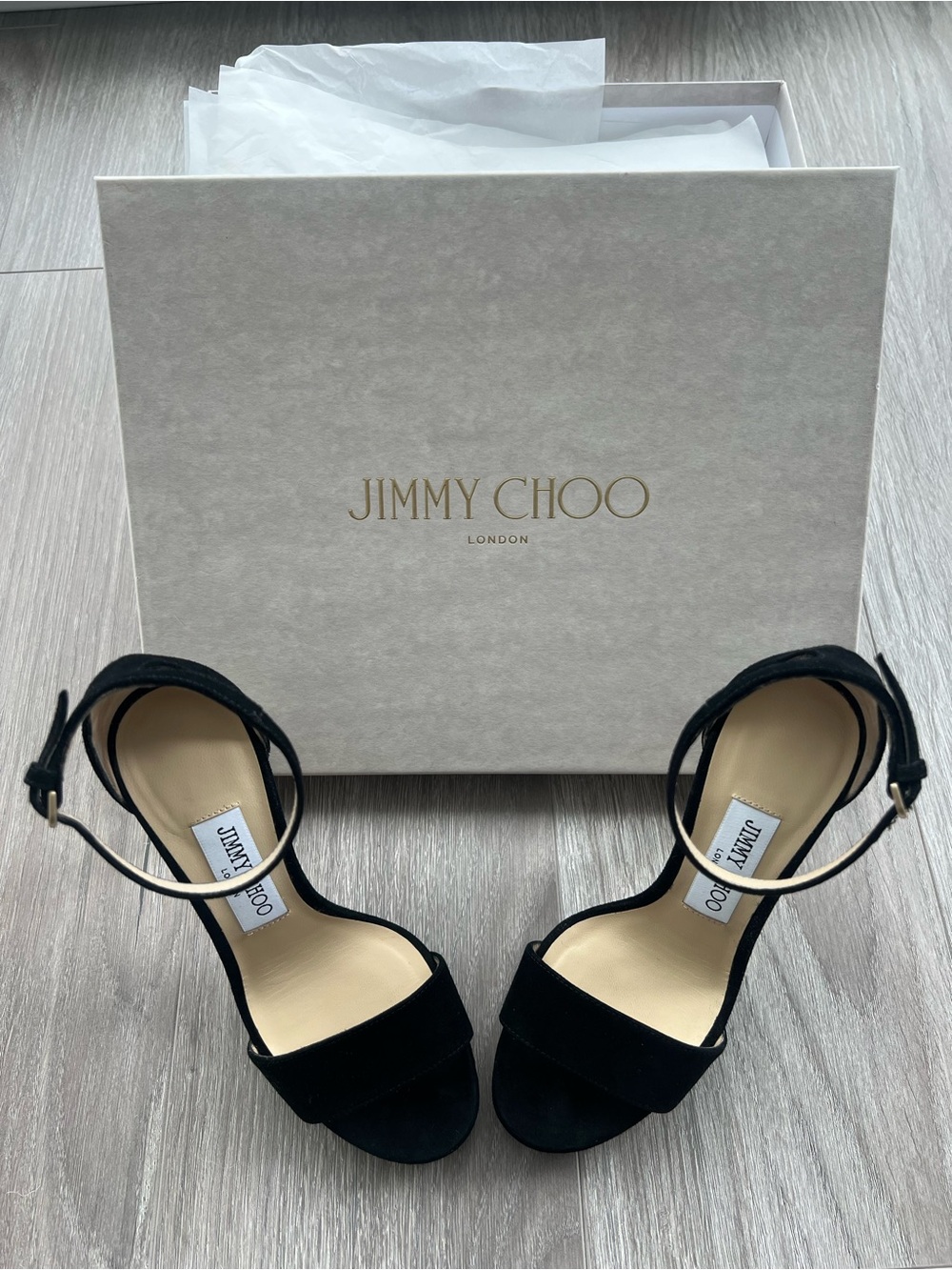 Jimmy Choo Black Misty 120mm Suede Open-Toe Ankle-Strap Heels